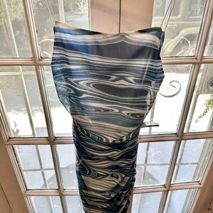 Blue and White Swirl Pattern Dress